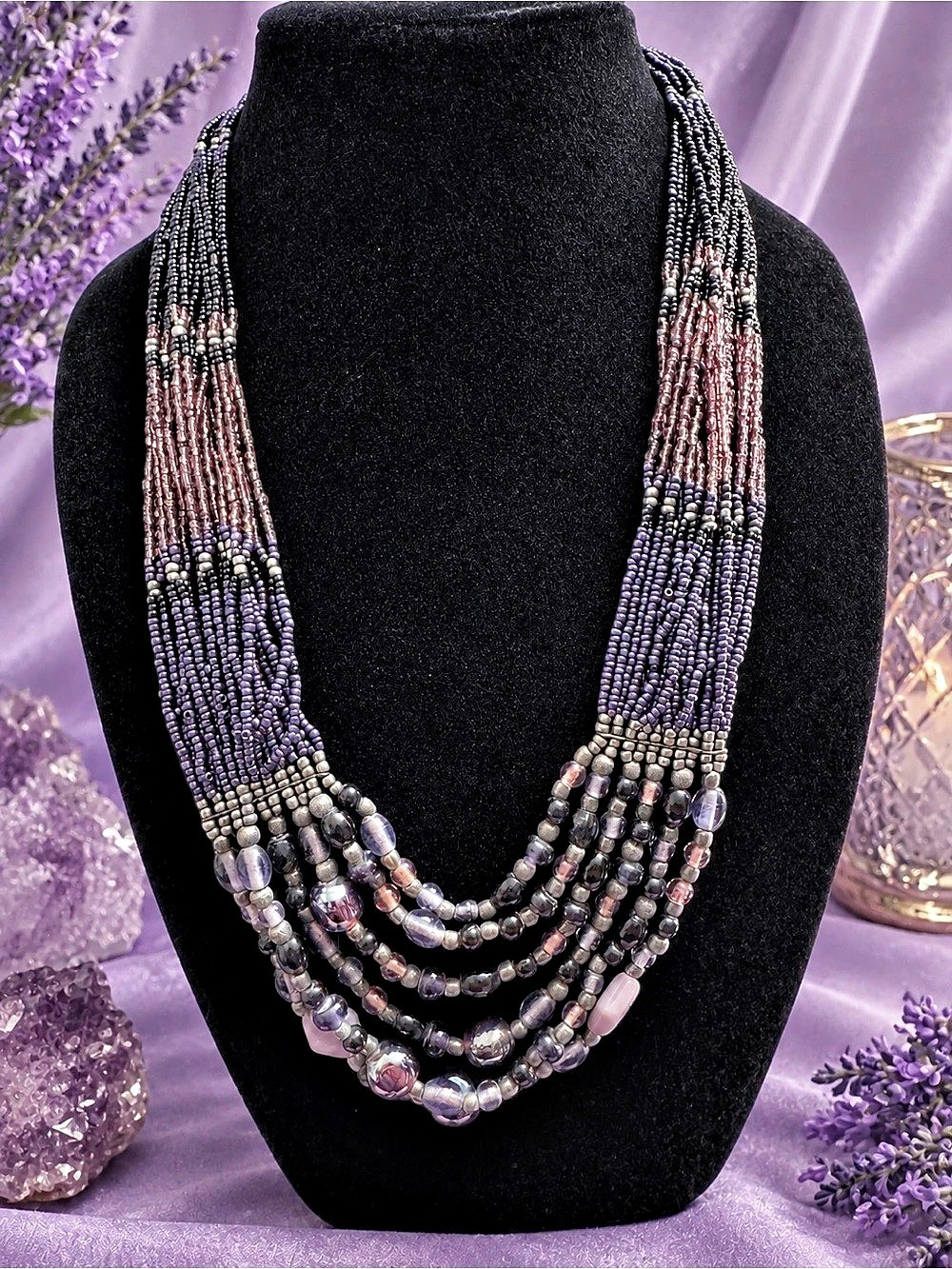 Vintage Layered seedBeaded Necklace